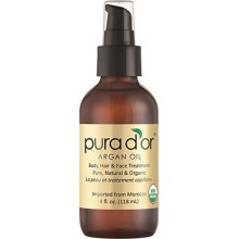 PURA D'OR marroquí aceite de argán 100% puro y orgánico del USDA para la cara, el pelo, la piel y las uñas, onza 4 Fluid