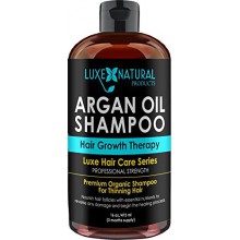 Luxe Natural Products Argan Oil Shampoo Professional Strength - Hair Growth Therapy 16 oz - Hair Loss, Regrowth, Thinning, &