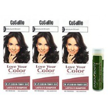 Cosamo -Love Your Color- Ammonia & Peroxide Free Hair Color 765 Medium Brown (Pack of 3) with One Jarosa Beauty Bee Organic