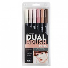 Tombow Dual Brush Pen Art Markers, Portrait, 6-Pack