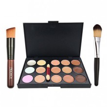 Kit Ucanbe 15 color Concealer Crema Contorno con pinceles de maquillaje Fundación Pro Corrector Contorno Cara Polvo