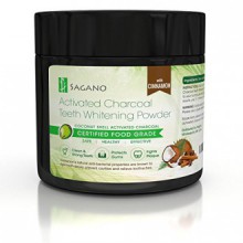 Natural Activated Charcoal Teeth Whitening Powder with Organic Cinnamon by Sagano-Effective Against Gum Disease, Bad Breath,