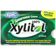 Epic Dental 100 % Xylitol Sweetened Gum, Spearmint, 12 Count (Pack of 12)