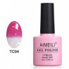 AIMEILI empapa del LED UV Temperatura de color cambiante del camaleón de uñas del gel - rosa de escarcha blanca (TC04) 10ml