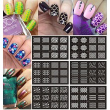 Ejiubas 12 Pcs 24 différents modèles Nail Art Nail Facile Vinyls Nail Stencil Sheets Stencil Stickers Set