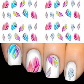 Colorful Autocollants de transfert de beauté Leopard eau Nail Art Conseils Feather Stickers