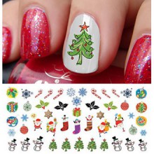 Christmas Holiday Assortment Water Slide Nail Art Decals Set 6- Salon Quality 5.5" X 3" Sheet!