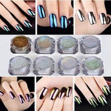 NICOLE DIARY 8 Pcs/set Shinning Mirror Nail Glitter Powder Nail Art Chrome Pigment Gorgeous Glitters