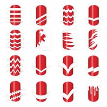 BTArtbox 12 paquetes de más de 36 diferentes diseños de uñas Tip Guide vinilo autoadhesivo plantilla del clavo etiqueta engomada