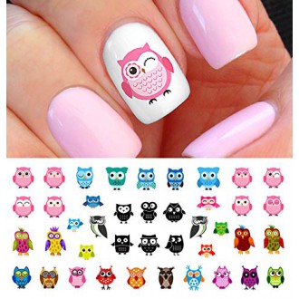 Owl Assortiment Nail Stickers Art Toboggan Nombre Set 1 - Salon Qualité!