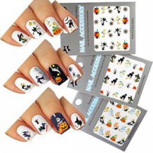 Halloween Nail Art Water Tattoo Decals Mixed Design, Pack of 3