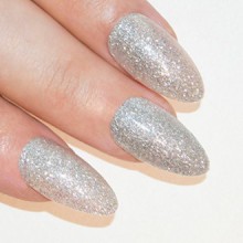 Bling Stiletto Art Faux Ongles Gel Faux Argent Acrylique Glitter Gel brillant Medium Tips UK