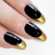 Bling Stiletto Art Faux ongles Faux Or Acrylique Noir Full Cover Medium Tips UK