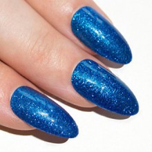 Bling Art Stiletto False Nails Gel Fake Acrylic Marina Blue Gel Glitter Medium Tips UK