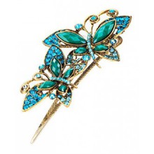Moda azul de la vendimia Jeweled del cristal del Rhinestone de la mariposa del Pin de pelo Slide VAGA®
