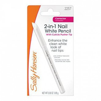 Sally Hansen 2-in-1 Nail Blanc Crayon avec cuticules Pusher - 0.03 oz