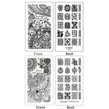 Ejiubas 2 Pcs Double-sided Henna Floral Egypt Nail Stamping Plates Nail Art Designs Manicure Set