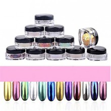 AMA (TM) 12 colores de uñas del polvo del brillo de uñas Shinning cromo del espejo de maquillaje sombra de ojos en polvo DIY del