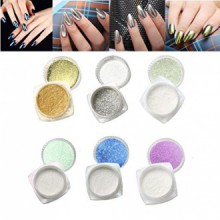 AMA (TM) 6Pcs 1g / Box ongles Glitter poudre Shinning Chrome Nail Mirror Poudre de bricolage Maquillage d'art avec éponge bâton 