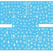 OUNONA 5pcs Nail Art Stickers Christmas Snow Nail Art Stickers Decals Decoration Snowflake Design