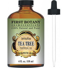 Tea Tree Oil (Australian) 4 Fl.oz. with Glass Dropper By First Botany Cosmeceuticals. 100 % Pure and Natural Premium Quality