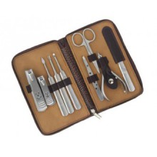 No.2 Warehouse 9in1 New Men Manicure Grooming Set Kit Nail Clipper Leather Case Groom&travelling Kit+ a Piece of Clean Cloth