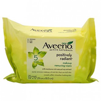 Aveeno Positively Radiant Makeup Removing Wipes, 25 Count