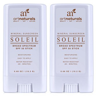 Art Naturals SPF 50 Sunscreen bâton 0,7 onces - Paquet de 2 - Résistant à l'eau 80 Minutes - Avec le meilleur Natural &amp; Orga