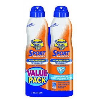 Banana Boat Ultra Mist Sport Performance Broad Spectrum Sun Care Sunscreen Spray - Twin Pack - SPF 30, 6 ounce
