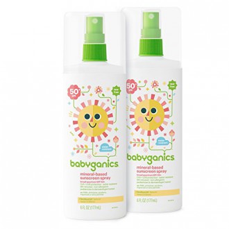 Babyganics Mineral-Based Baby Sunscreen Spray, SPF 50, 6oz Spray Bottle (Pack of 2)