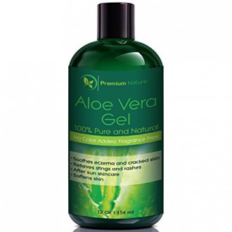 Aloe Vera Gel for Face Body & Hair, 12 oz, Pure & Natural, Soothes Eczema, After Sun Skin Care, By Premium Nature