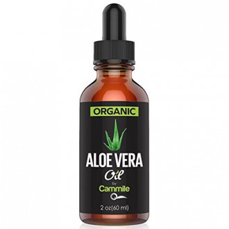 Organic Aloe Vera Oil for hair, face, skin, body and burns - pure & cold pressed - with vitamin e - 2 oz