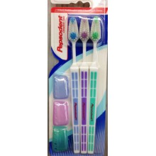 Pepsodent completa Cuidado, Cepillo de dientes (suave) con cubierta de cepillo de dientes, 3 pack