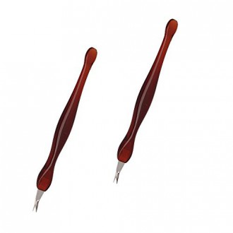 2 Pack Nail Art Pratique Outils Pédicure cuticules Trimmer Dead Skin Callus Removal Fork Brown