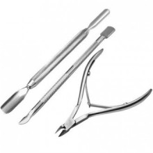 Tengchang Stainless Steel Nail Art Manicure Set 3Pcs Spoon Pusher Cuticle Tool