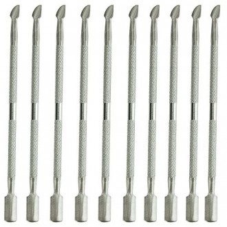 10PCS acier inoxydable cuticules Nail Pusher Spoon Remover outil de manucure Pédicure