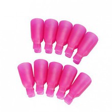 Sannysis 10PC Plastic Nail Art Soak Off Cap Clip UV Gel Polish Remover Wrap Tool (Hot Pink)