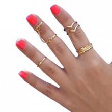 Mokingtop®Bling Women Gold Heart Joint Knuckle Nail Ring Set of Six Rings