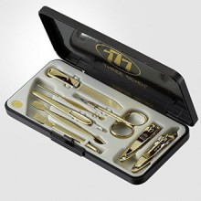 Three Seven 777 Travel Manicure Pedicure Grooming Kit Set, (Total 8 PC, Gold),Plastic Case, Stainless steel