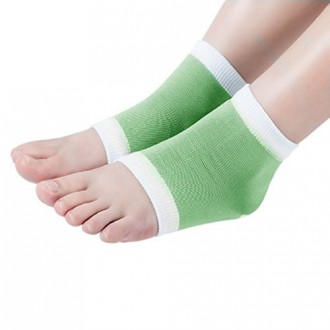 webueat Gel Moisturizing Socks Soft Repair Dry Cracked Heel,Green-White