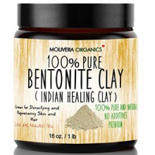 Molivera Organics Bentonite Clay for Detoxifying and Rejuvenating Skin and Hair, 16 oz.