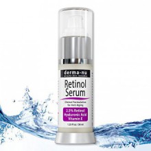 Serum Retinol 2,5% con ácido hialurónico y vitamina E en suero Por Derma-nu - Mejor suero anti envejecimiento de líneas finas y 