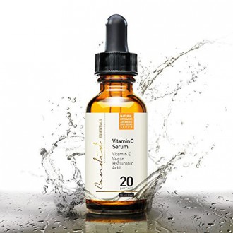 Meilleur sérum de vitamine C pour le visage et les yeux, Organic &amp; Natural, avec de la vitamine E, Hyaluronique et acide fér