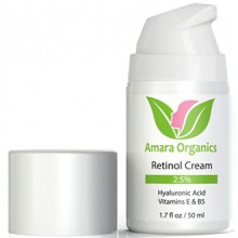 Crema Amara Organics Retinol para Face 2,5% con ácido hialurónico y vitaminas E y B5, 1.7 fl. onz
