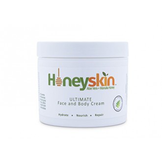 Honeyskin Organics Aloe Vera + Manuka Honey Face and Body Cream for Rosacea, Eczema, Psoriasis, Rashes, Itchiness, Redness