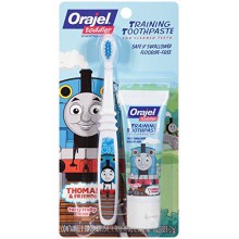 Orajel Thomas and Friends Fluoride-Free Training Toothpaste with Toothbrush, Tooty Fruity, 1.0 Oz