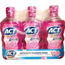 ACT Kids Anticavity Fluoride Rinse, BubbleGum Blowout, 16.9 Bottle (3-Pack)