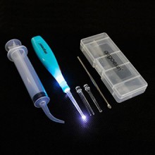 Airgoesin™ Lighted Earwax Removal or Tonsil Stone Remover Tool, Blue, 3 Tips, Tonsillolith Pick Case + 1 Irrigator Clean