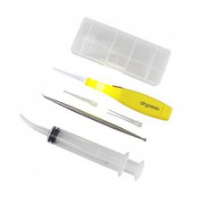 Airgoesin Lighted Tonsil Stone Removing Tool, 3 Tips, Box + 1 Stainless Steel Tonsillolith Pick + 1 Irrigation Syringe