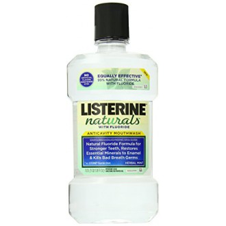 Listerine Naturals anticavité Fluoride Mouthwash, Herbal Mint, 1,0 L